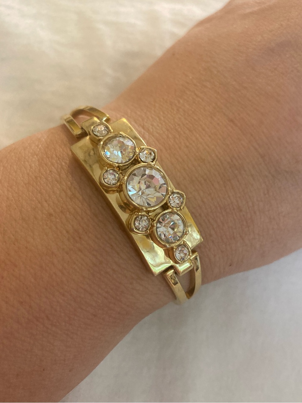 Ann Taylor Vintage Hinged Bracelet with Clear Stones